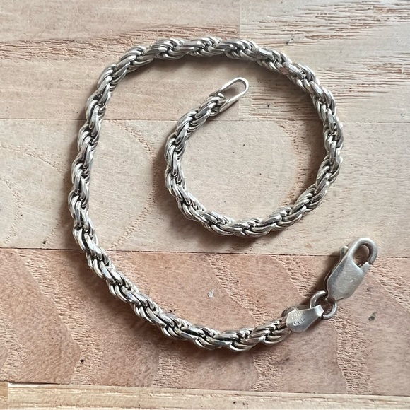 925 Sterling Silver Jewelry - 925 Sterling silver diamond cut twisted rope chain bracelet